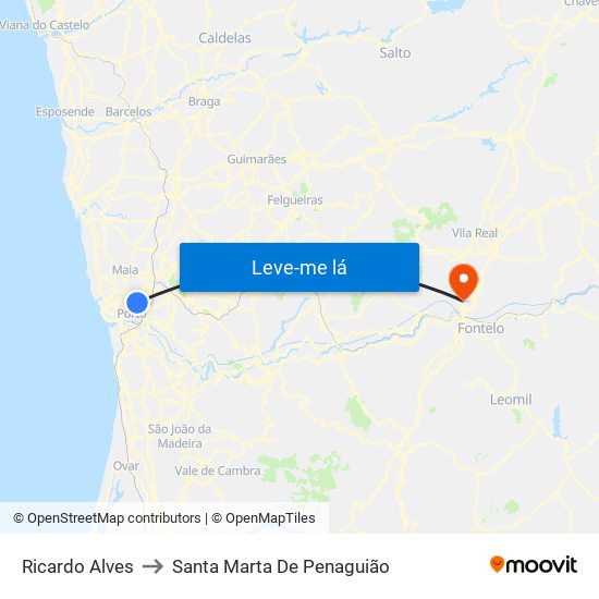 Ricardo Alves to Santa Marta De Penaguião map