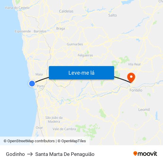 Godinho to Santa Marta De Penaguião map