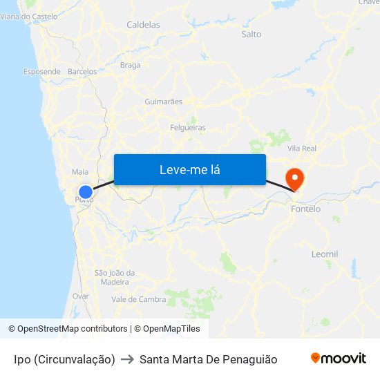 Ipo (Circunvalação) to Santa Marta De Penaguião map