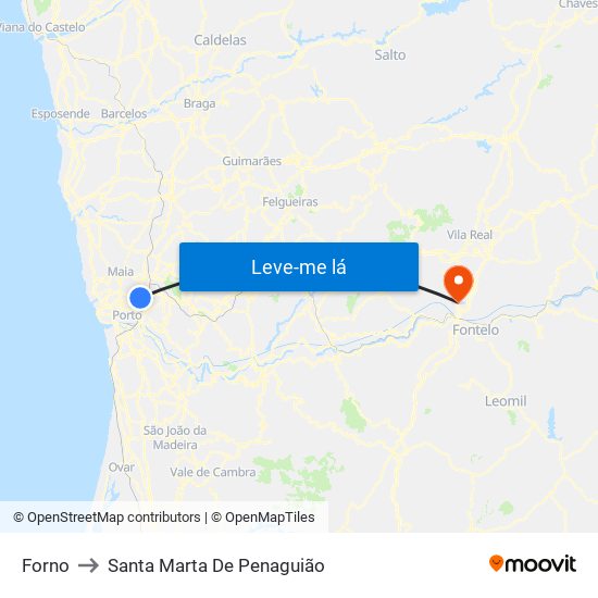 Forno to Santa Marta De Penaguião map