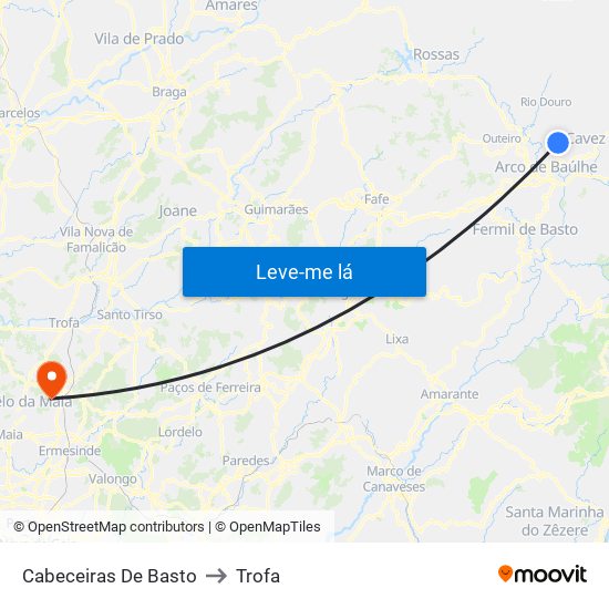 Cabeceiras De Basto to Trofa map