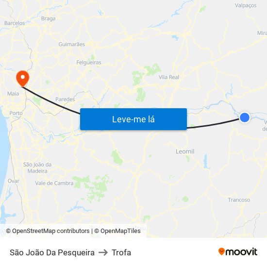São João Da Pesqueira to Trofa map