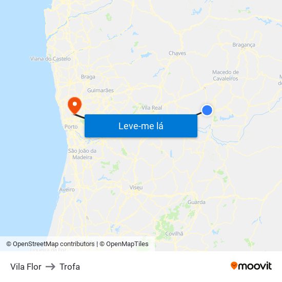 Vila Flor to Trofa map