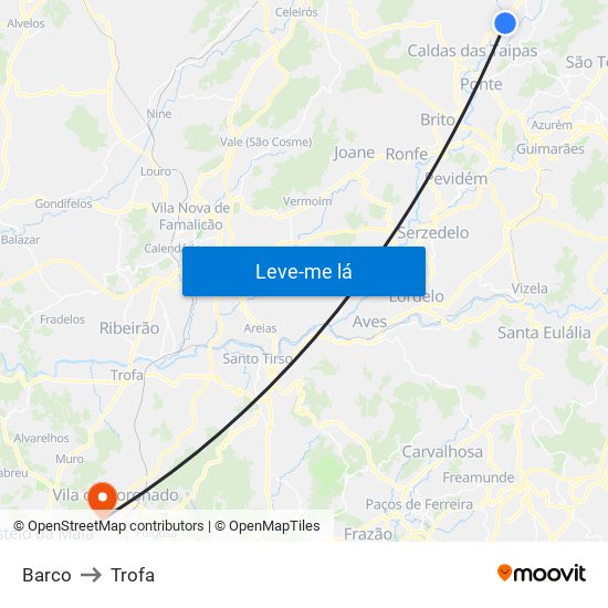 Barco to Trofa map