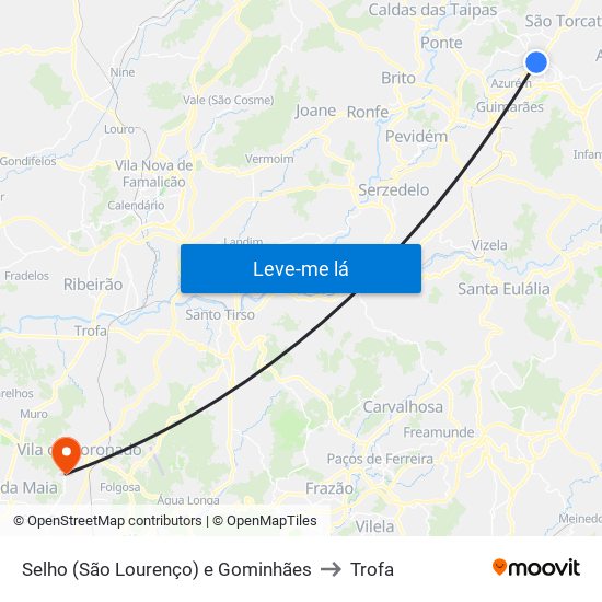 Selho (São Lourenço) e Gominhães to Trofa map