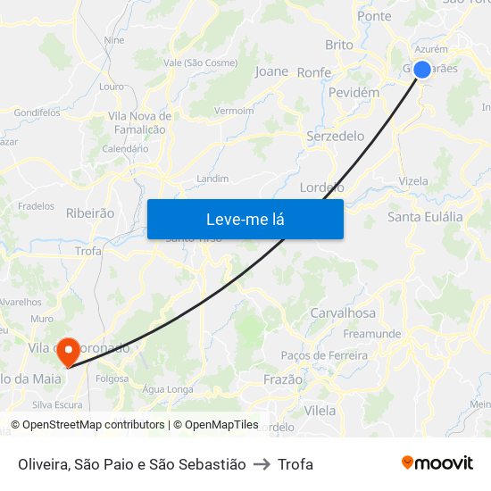 Oliveira, São Paio e São Sebastião to Trofa map