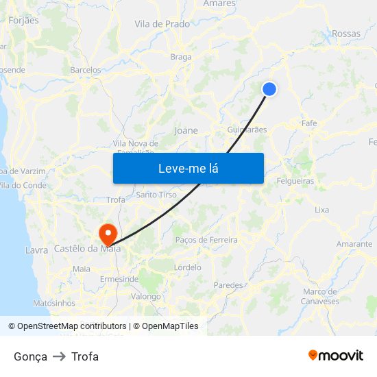 Gonça to Trofa map