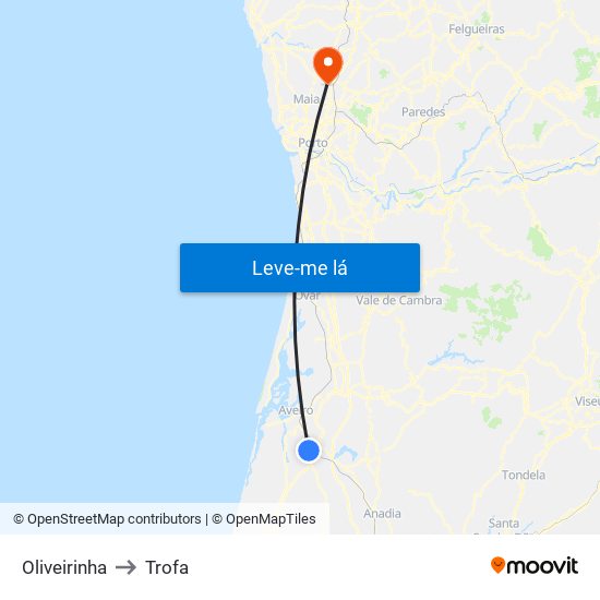 Oliveirinha to Trofa map