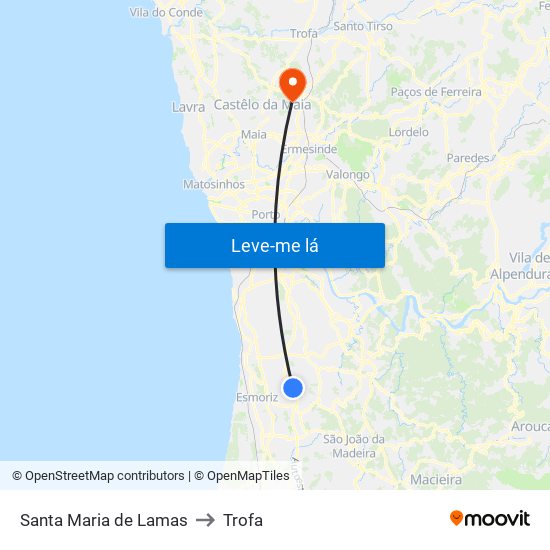 Santa Maria de Lamas to Trofa map