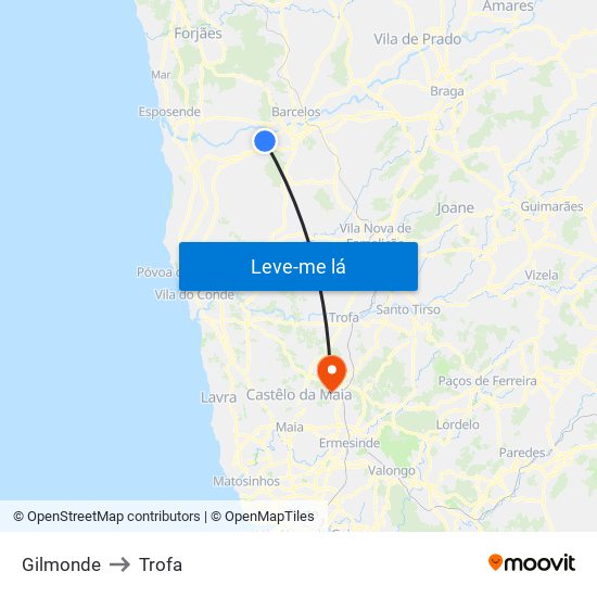 Gilmonde to Trofa map
