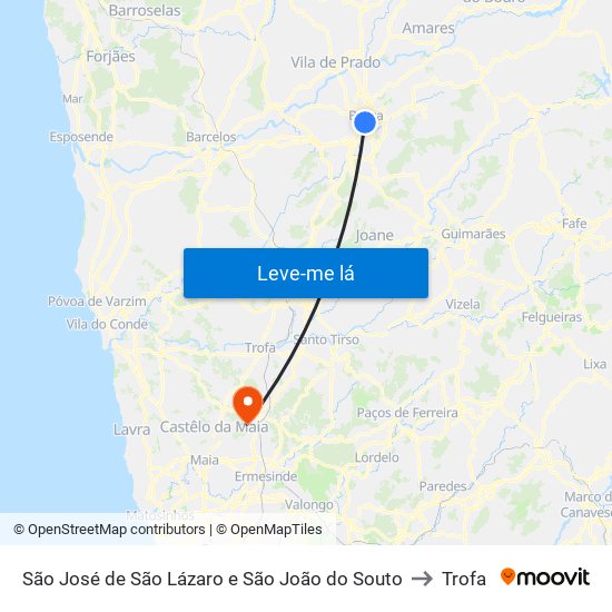 São José de São Lázaro e São João do Souto to Trofa map