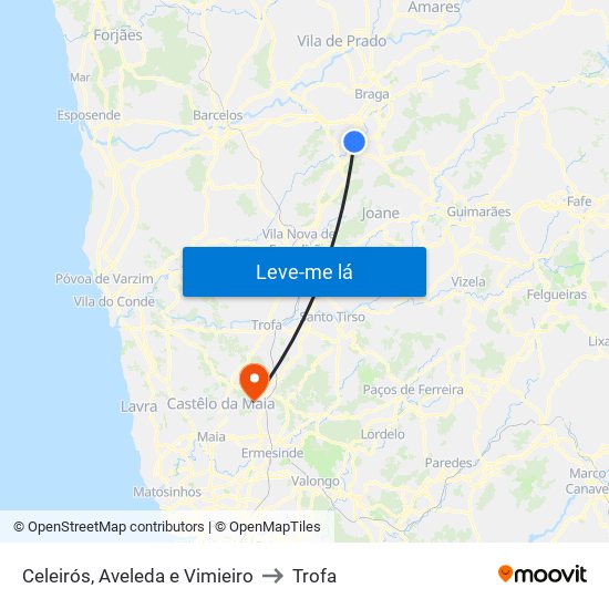 Celeirós, Aveleda e Vimieiro to Trofa map