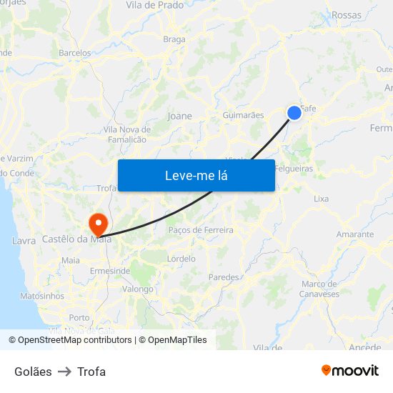 Golães to Trofa map