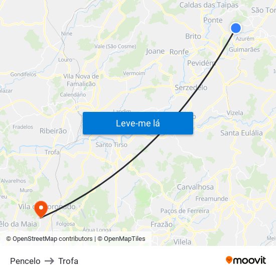 Pencelo to Trofa map