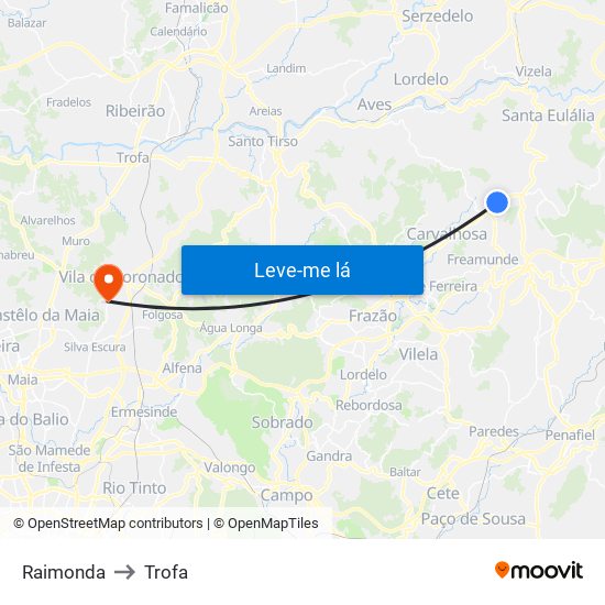 Raimonda to Trofa map