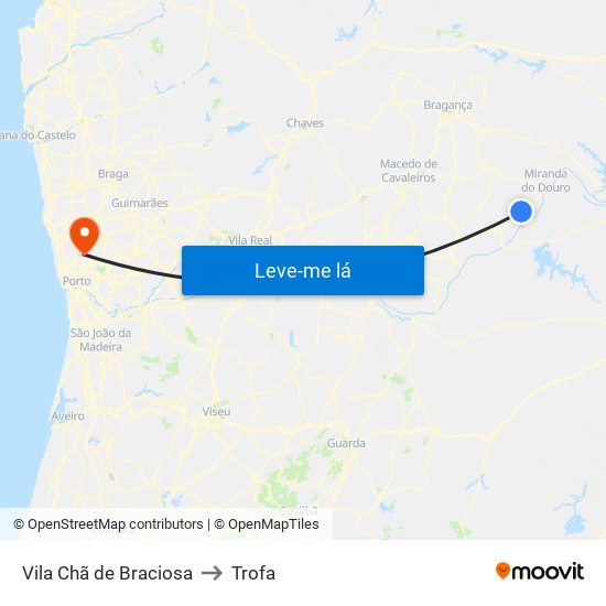 Vila Chã de Braciosa to Trofa map