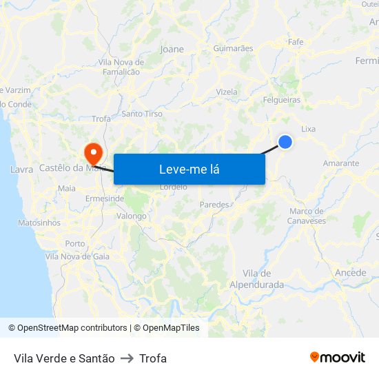 Vila Verde e Santão to Trofa map