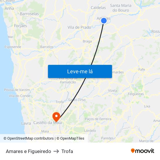 Amares e Figueiredo to Trofa map