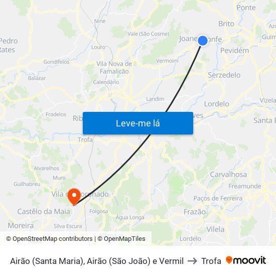 Airão (Santa Maria), Airão (São João) e Vermil to Trofa map