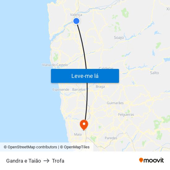 Gandra e Taião to Trofa map