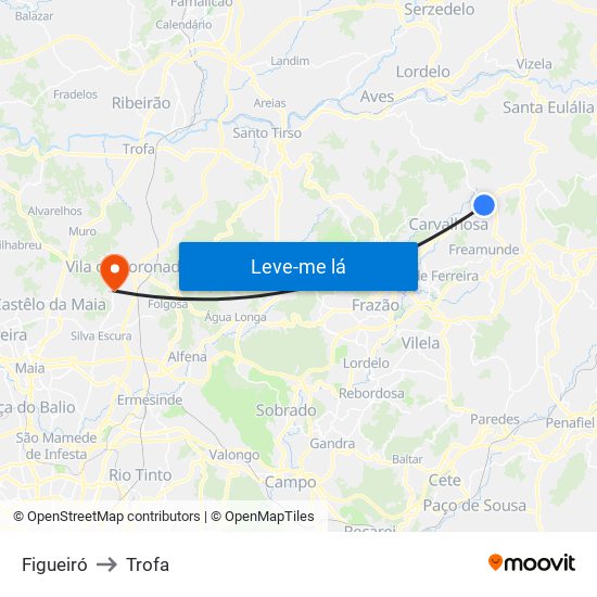 Figueiró to Trofa map