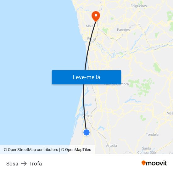 Sosa to Trofa map