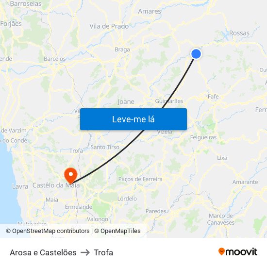 Arosa e Castelões to Trofa map