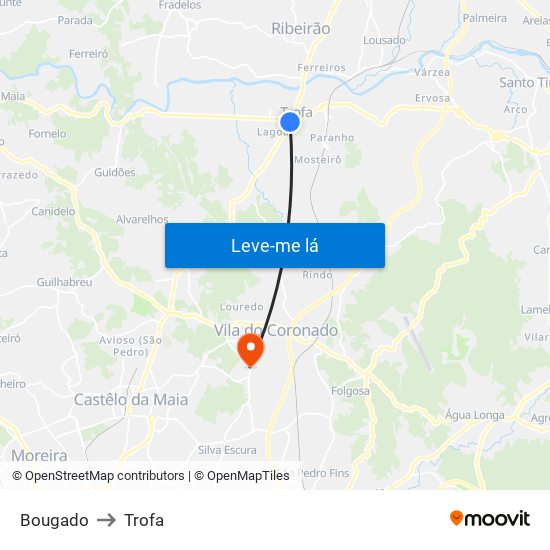 Bougado to Trofa map