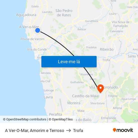 A Ver-O-Mar, Amorim e Terroso to Trofa map