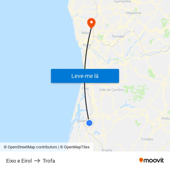 Eixo e Eirol to Trofa map