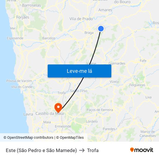 Este (São Pedro e São Mamede) to Trofa map