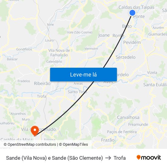 Sande (Vila Nova) e Sande (São Clemente) to Trofa map