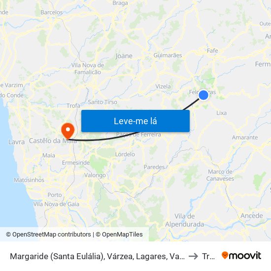 Margaride (Santa Eulália), Várzea, Lagares, Varziela e Moure to Trofa map