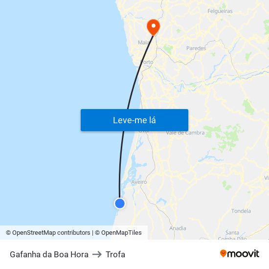 Gafanha da Boa Hora to Trofa map
