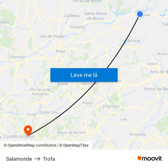 Salamonde to Trofa map