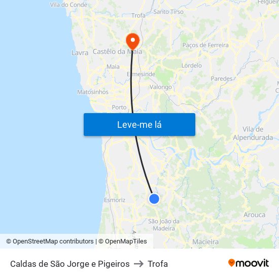 Caldas de São Jorge e Pigeiros to Trofa map