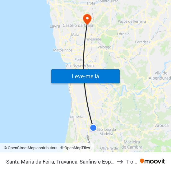Santa Maria da Feira, Travanca, Sanfins e Espargo to Trofa map