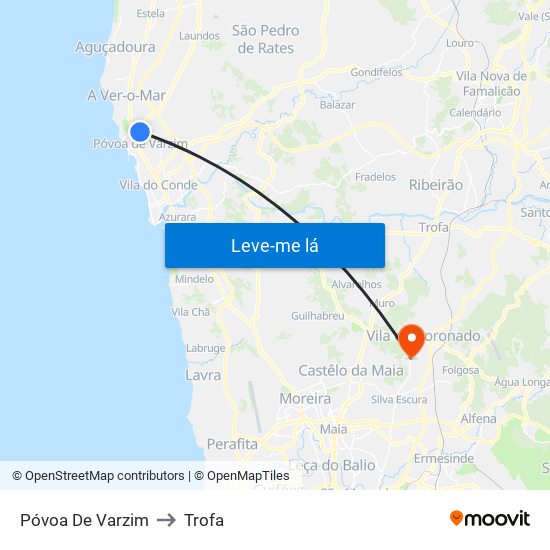 Póvoa De Varzim to Trofa map