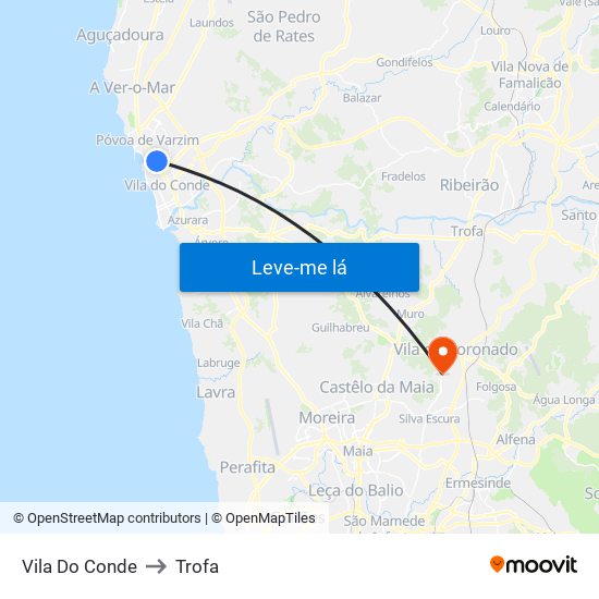 Vila Do Conde to Trofa map
