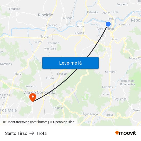 Santo Tirso to Trofa map