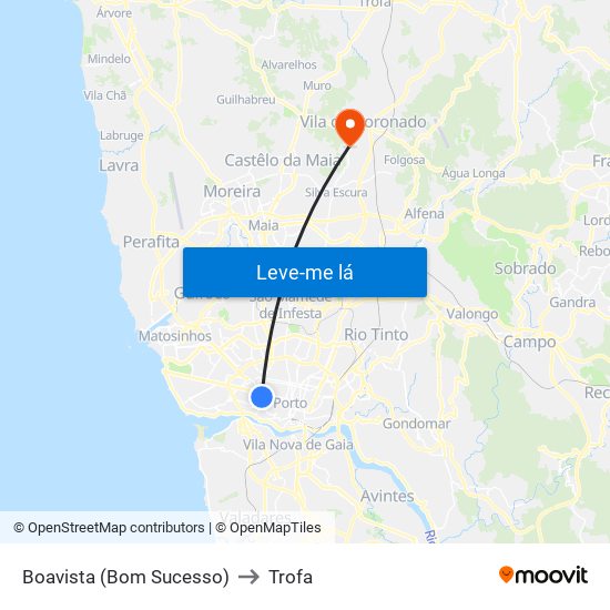 Boavista (Bom Sucesso) to Trofa map