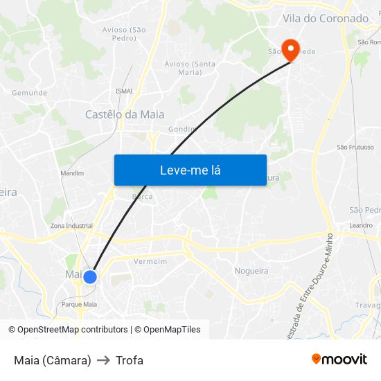 Maia (Câmara) to Trofa map