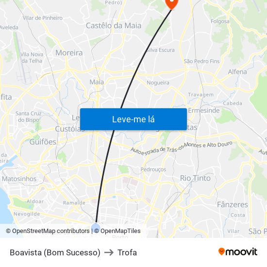 Boavista (Bom Sucesso) to Trofa map