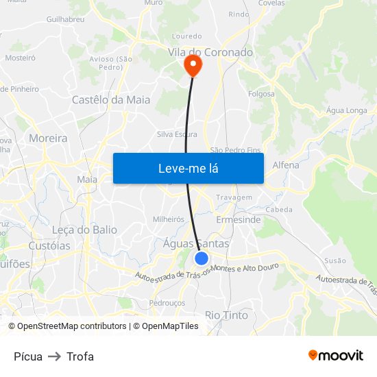 Pícua to Trofa map