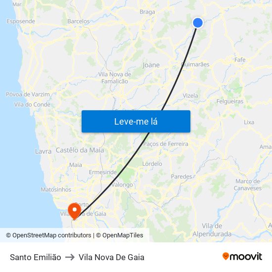 Santo Emilião to Vila Nova De Gaia map