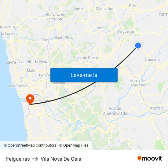 Felgueiras to Vila Nova De Gaia map