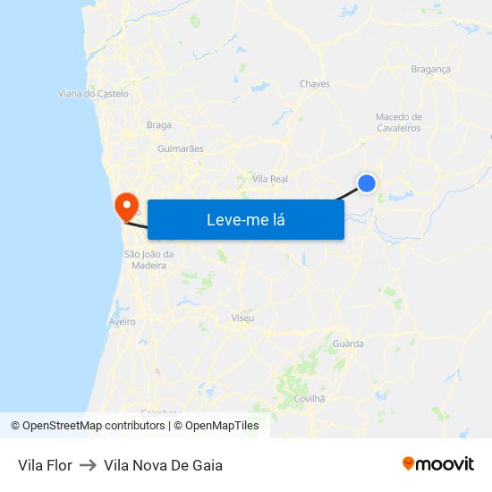 Vila Flor to Vila Nova De Gaia map