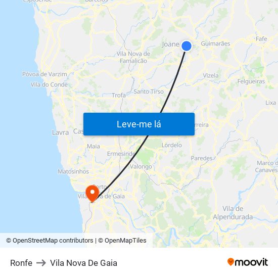 Ronfe to Vila Nova De Gaia map