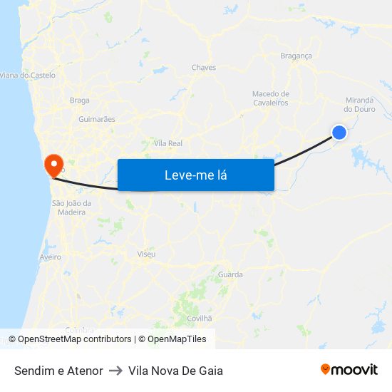 Sendim e Atenor to Vila Nova De Gaia map