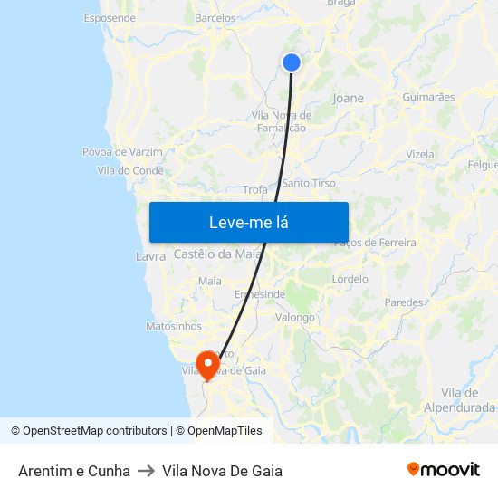 Arentim e Cunha to Vila Nova De Gaia map